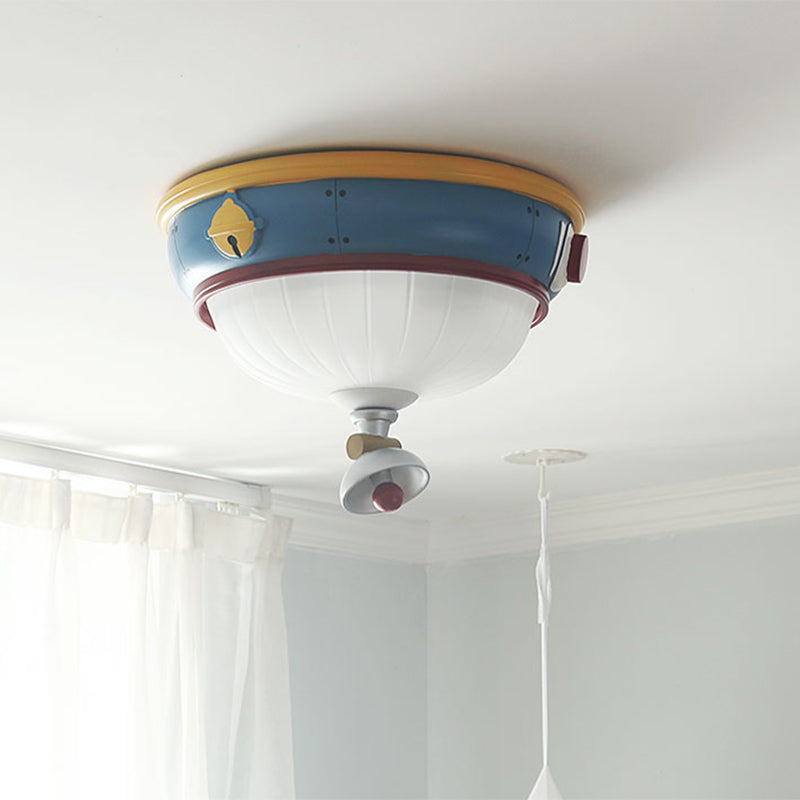Blue Dome Ceiling Mounted Light Kids 3 Lights Resin Flushmount Lamp for Bedroom