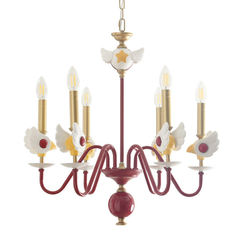 Gold Candelabra Kronleuchter hell Kinder 6 Leuchten Metallhänge Deckenleuchte für Schlafzimmer