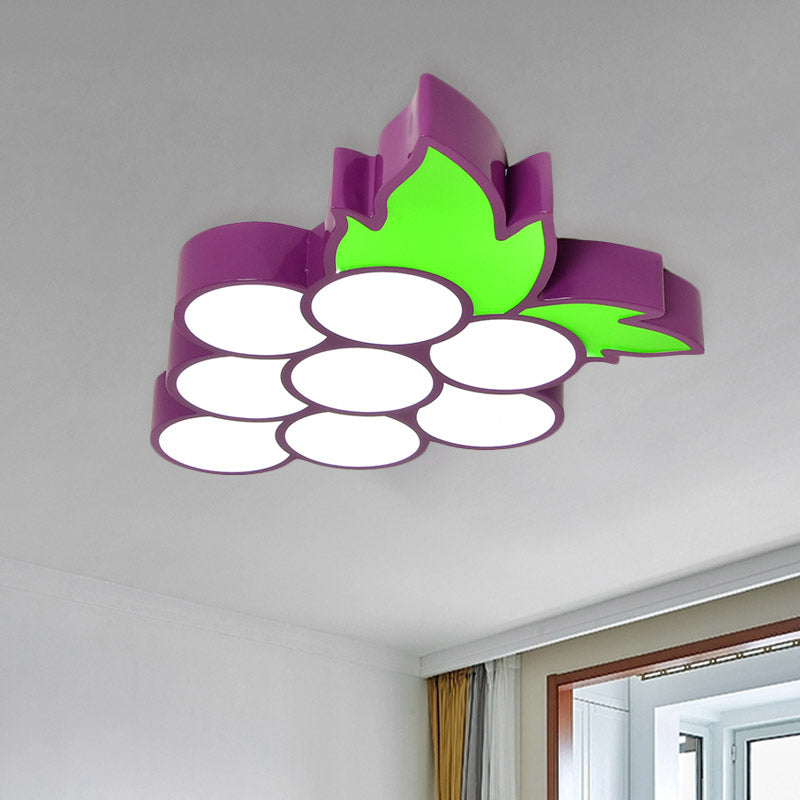 Creative Led Light Fixture with Acrylic Shade White Grape/Banana/Apple Flush Mount Lighting
