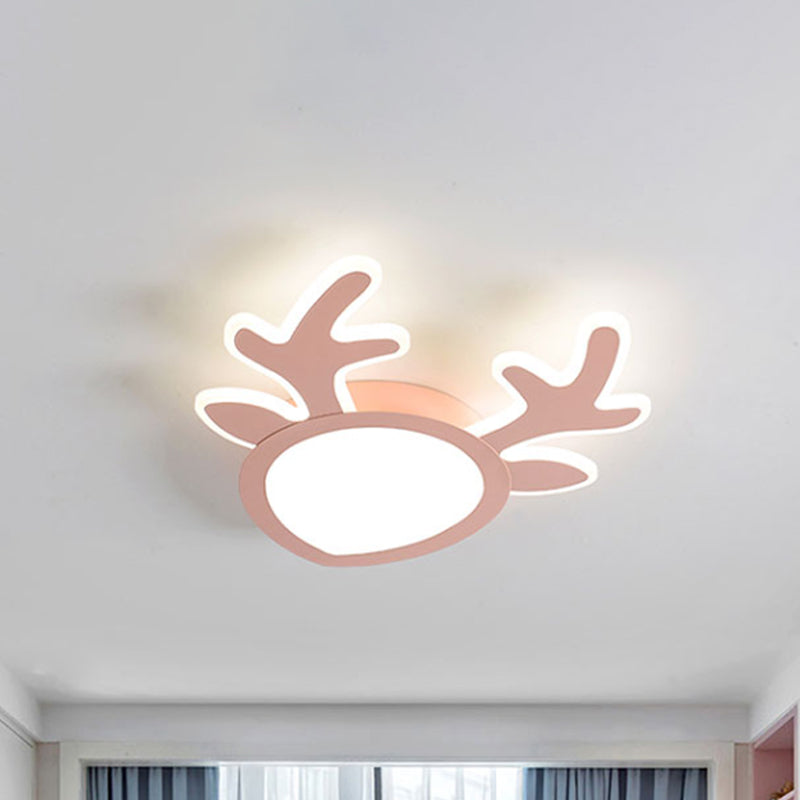 Antler hierro luces incorporadas Dormitorio Infantil Macaroon rosa / azul LED lámpara de techo