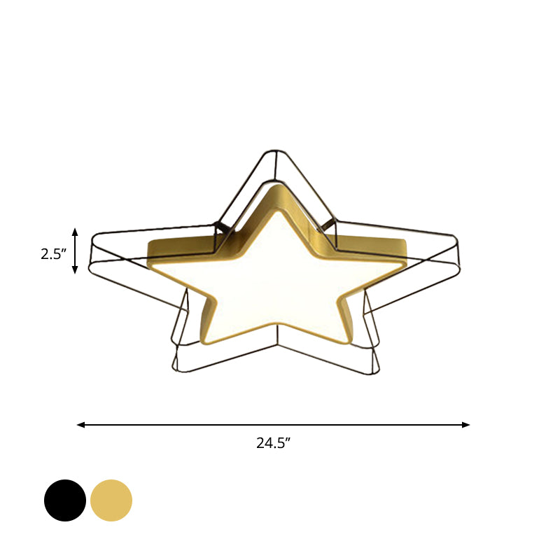 Noir / or pentagramme cage encastré lumière chambre à coucher moderne LED acrylique plafonnier