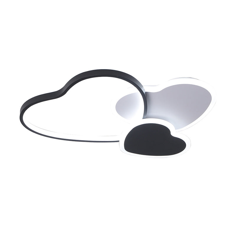 Multi Heart Ceiling Mounted Light Nordic Acrylic LED Black Flush Mount Lamp in Warm/White Light for Living Room