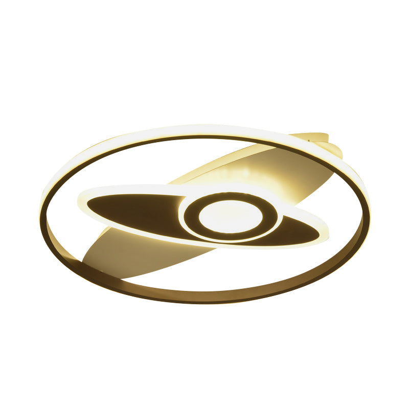 Kids Star/Planet Acrylic Ceiling Lamp LED Flush Mount Lighting Fixture in Gold with Circle for Bedroom