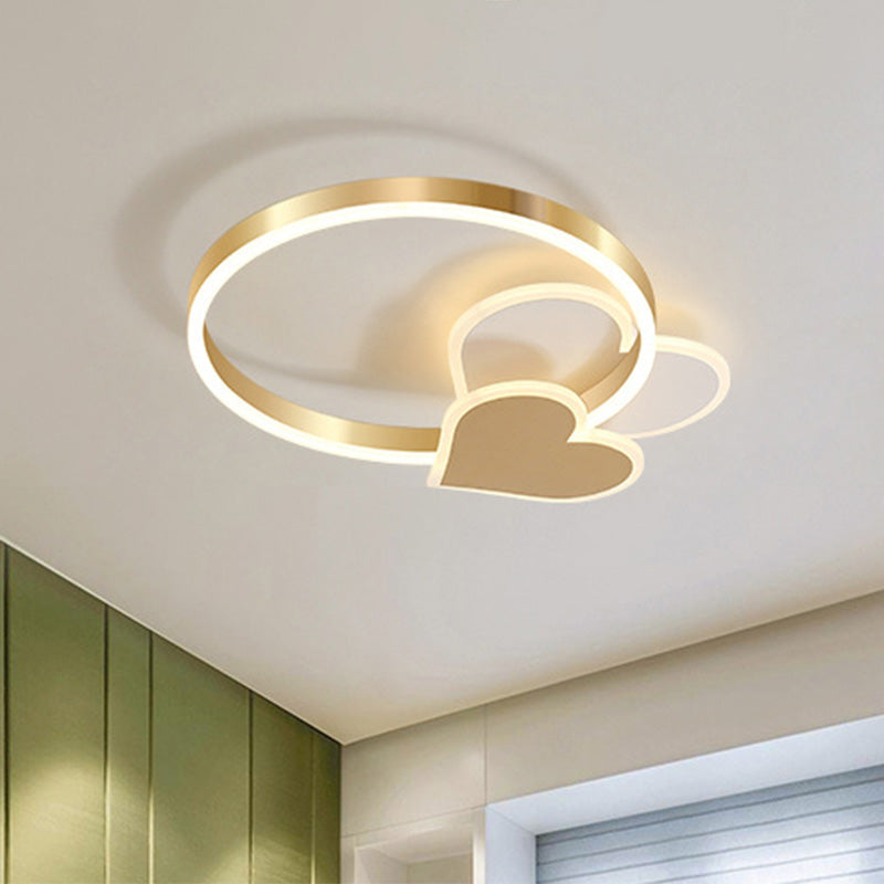 Kreisförmige Acryl Flush Mount Beleuchtung Nordic LED Gold Deckenleuchte mit liebevollem Herz/Stern Design
