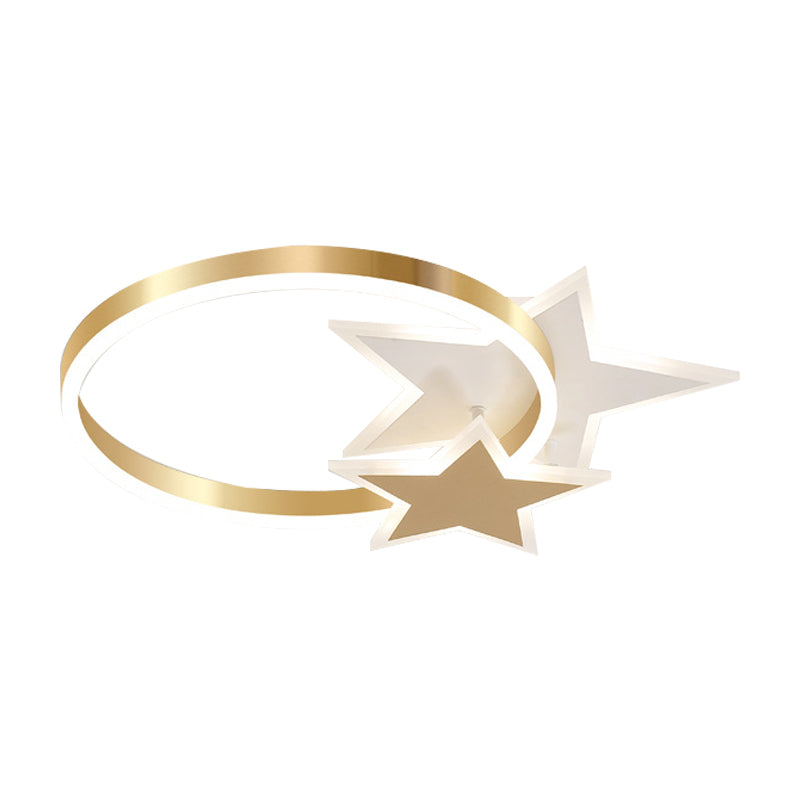 Kreisförmige Acryl Flush Mount Beleuchtung Nordic LED Gold Deckenleuchte mit liebevollem Herz/Stern Design