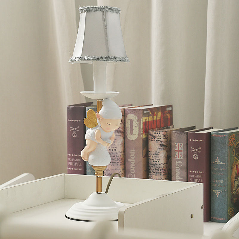 Base elfo letto piccolo scrivania piccole resina resina 1 capo illuminazione per bambini con ombra impero in bianco e oro