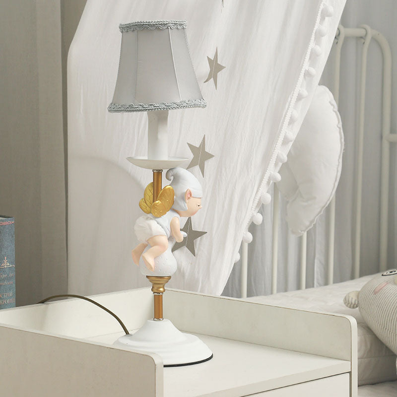 Base elfo letto piccolo scrivania piccole resina resina 1 capo illuminazione per bambini con ombra impero in bianco e oro