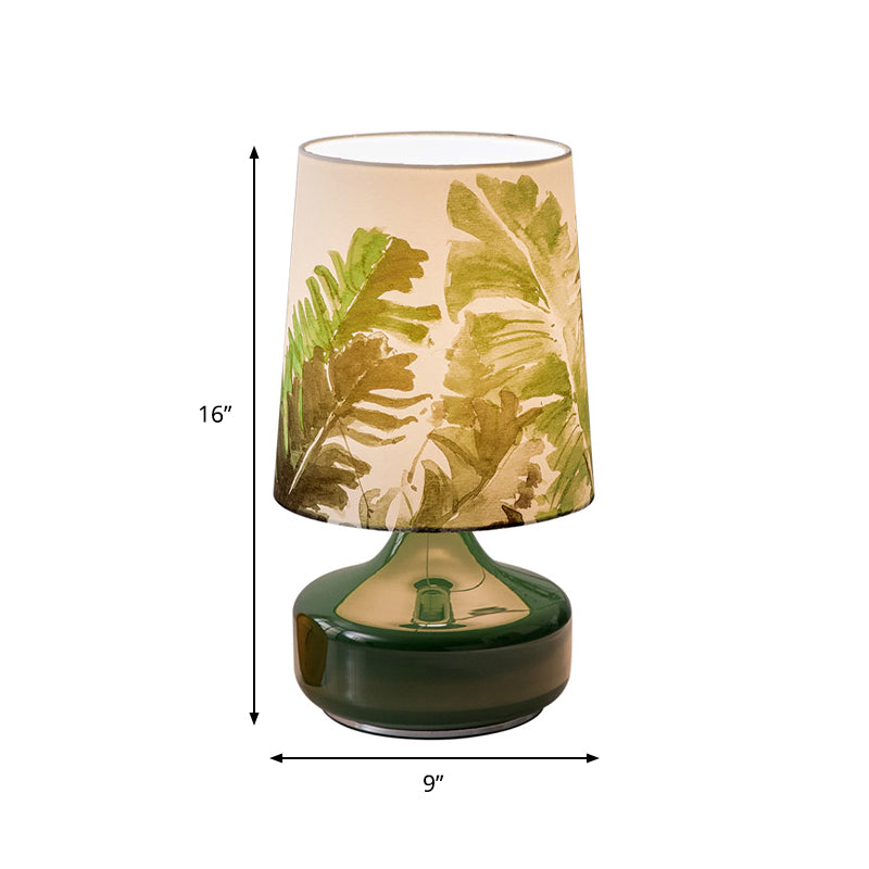Nordic Barrel Night lampe Tabillard Single Hier-Chadom Table Light With Feuilles Modèles en vert