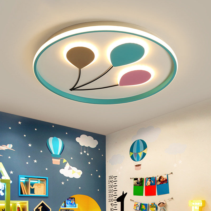 Lampada da soffitto a incasso in acrilico a 3 palloncini con montaggio a incasso in cartone animato a LED blu in luce bianca/calda