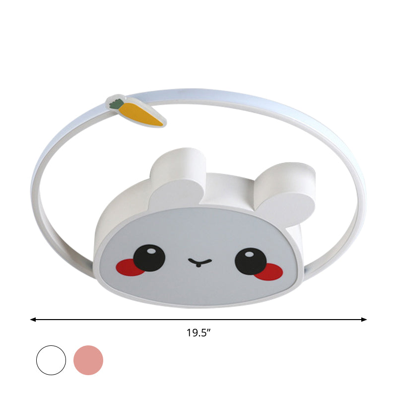 Plafonnier LED en forme de radis et de lapin en acrylique, luminaire de dessin animé rose/blanc, lumière blanche