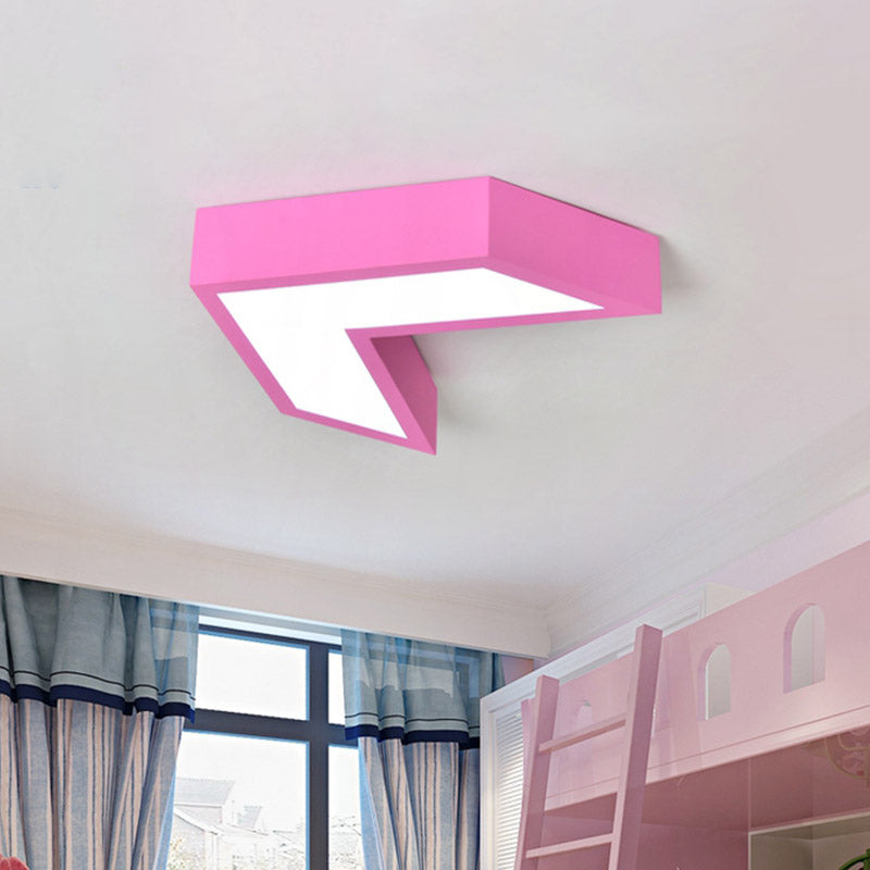 Arrow Kindergarten Flush Mount Lighting Fixture Acrylic Led Kids Ceiling Lamp in Pink