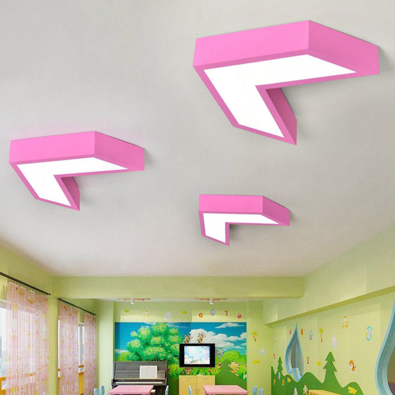 Arrow Kindergarten Flush Mount Lighting Fixture Acrylic Led Kids Ceiling Lamp in Pink