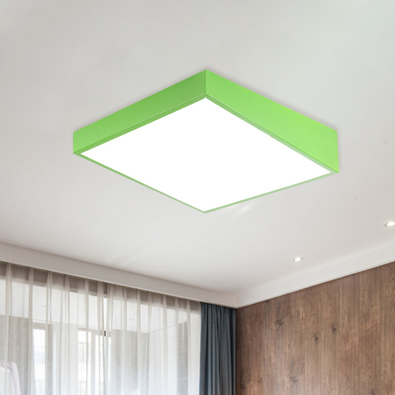 Contemporary Square Acrylic Ceiling Lighting Led Flush Mount in Red/Green/Blue for Kindergarten