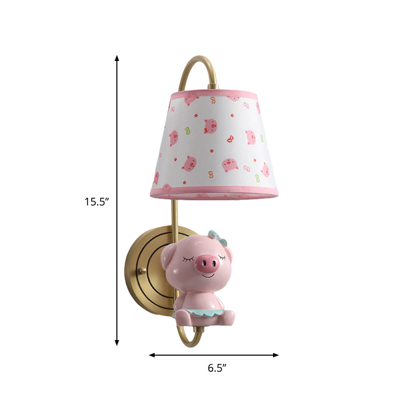 Lampada con applique a botte per bambini tessuto a testa singola illuminazione a parete oro con maialone/mouse/decorazione del drago