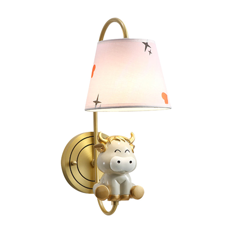 Cartoon Chicken/Snake/Ox Decoration Manotte Manote Montate Metal 1 Testa Moderna Luce di applique in giallo/Blu/Oro