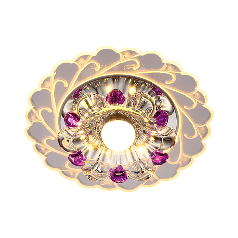 Plafonnier encastré en cristal à bord biseauté transparent Bloom LED couloir chaud / multicolore lampe fluorescente moderne