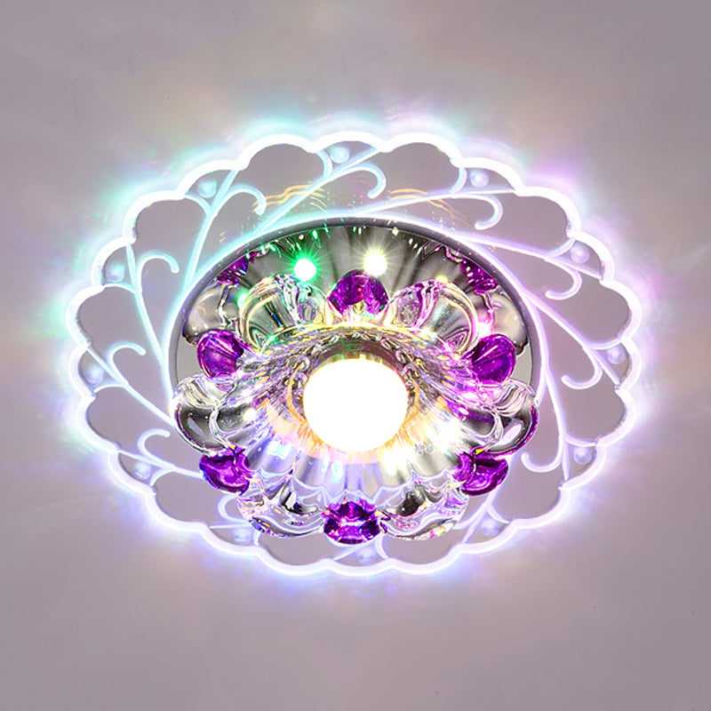 Plafonnier encastré en cristal à bord biseauté transparent Bloom LED couloir chaud / multicolore lampe fluorescente moderne