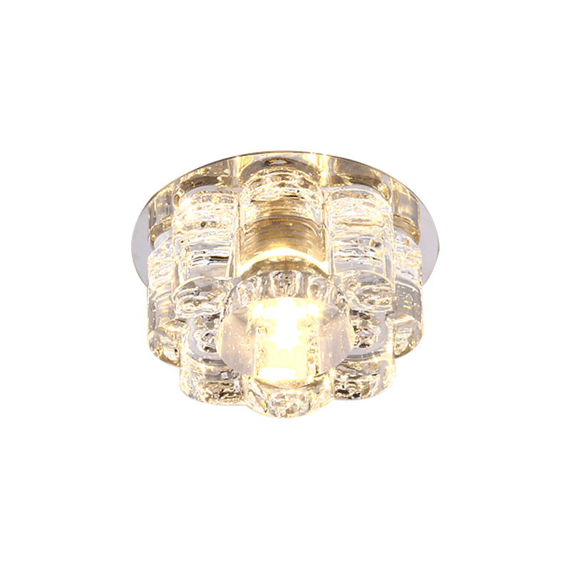 LED Blossom Flush Mount Light Fixture Simple Clear K9 Crystal Ceiling Lamp for Living Room in Multi Color Light