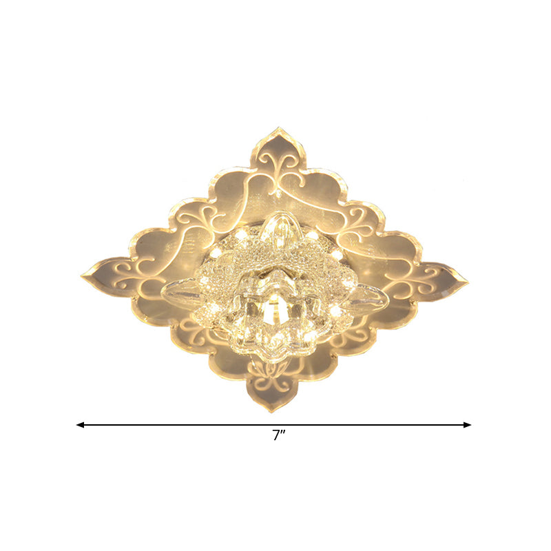 Éclairage de plafond en cristal Chanfrein transparent Floral LED style contemporain encastré, multicolore / blanc / lumière chaude
