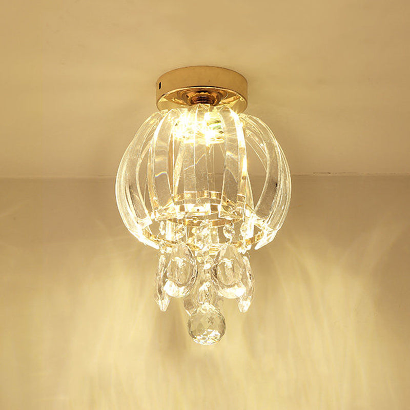 Teardrop Clear Crystal Flush Montaggio Lampada LED Allegare alla Ceiling Light con Globe Shade