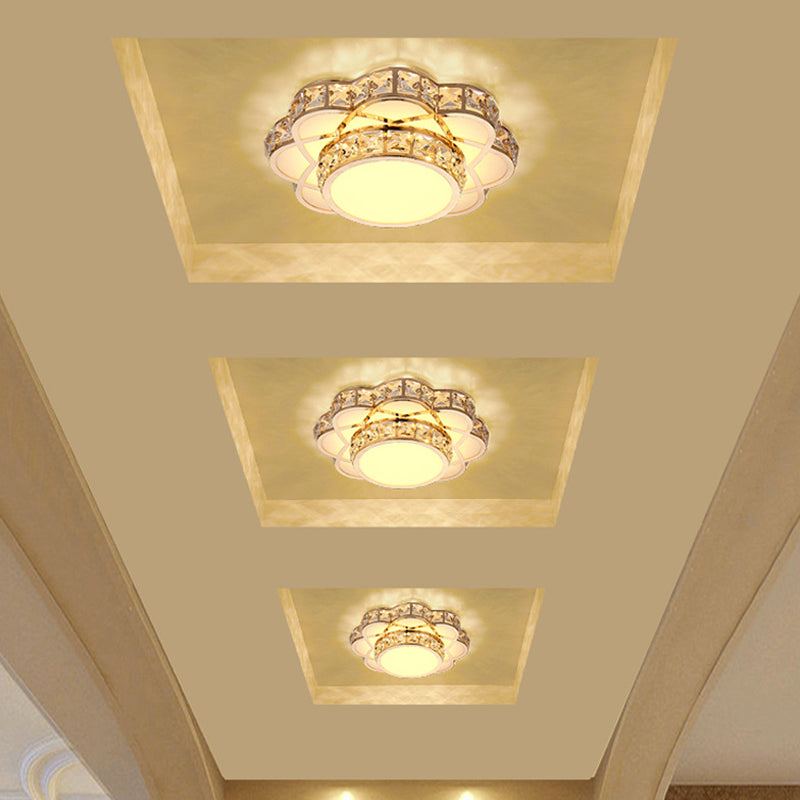 Lampada da incasso a LED larga 10"/12" color oro Lampada da soffitto moderna con fiore a blocchi di cristallo