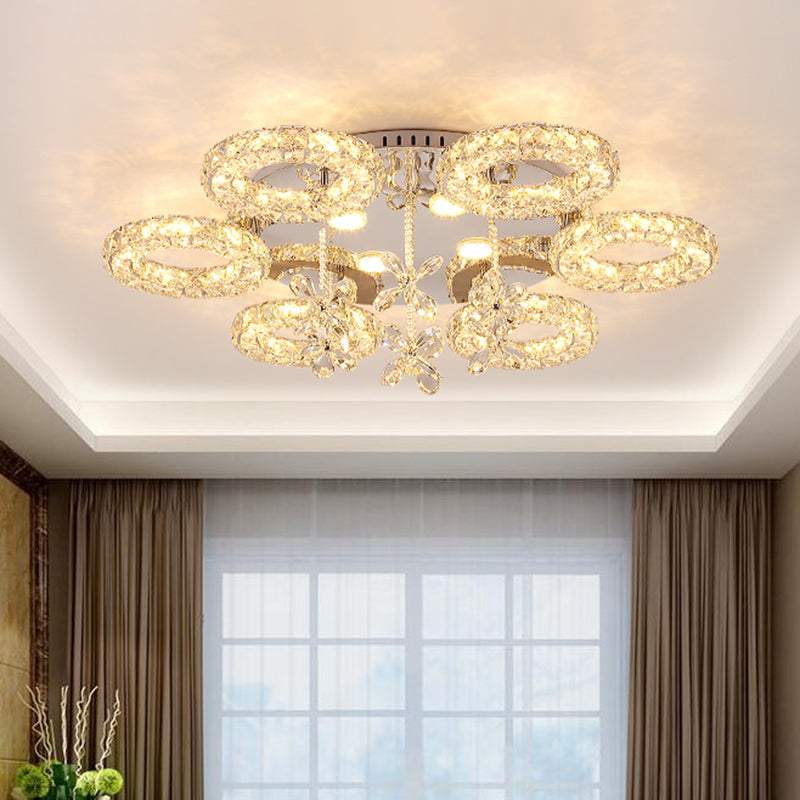 Iluminación de semi de montura cromada de cristal facetado 3/6 Circular LED mínimo cerca de la luz del techo