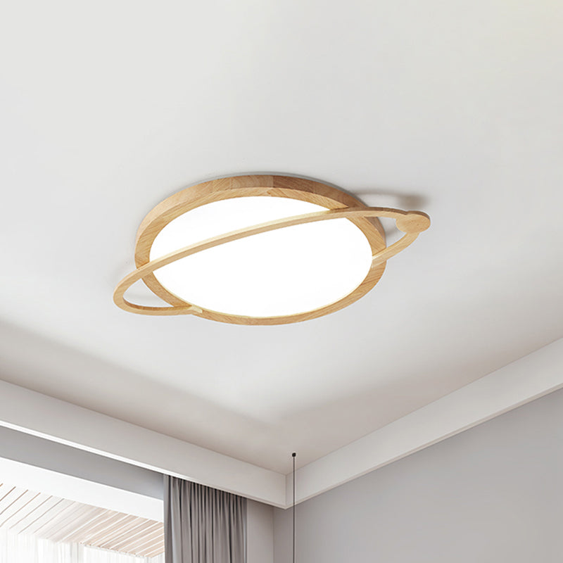 Hout Saturn Inbouwlamp Kinder Led Acryl Dicht bij Plafond Verlichtingsarmatuur voor Slaapkamer