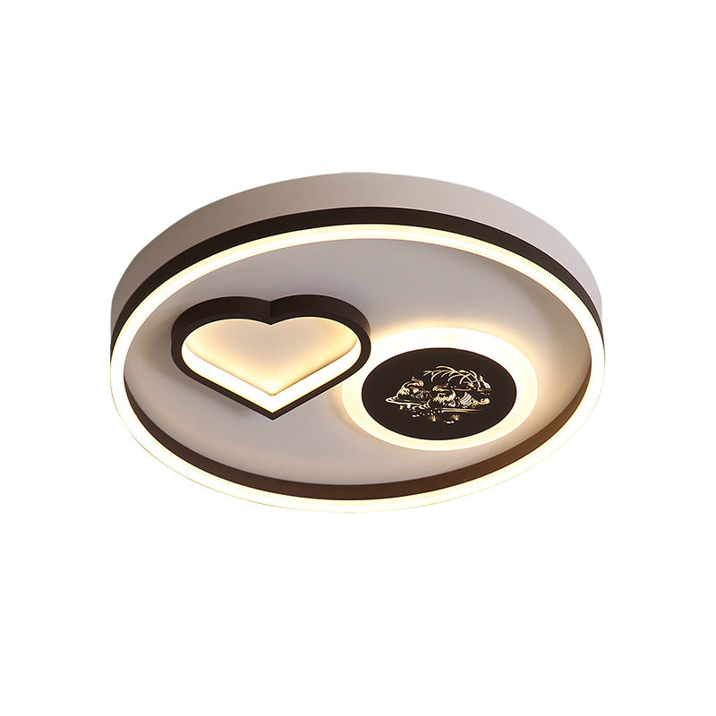 Ring Close to Ceiling Light Modern Acrylic Led Coffee Flushmount Lighting with Heart Shape in Warm/White Light
