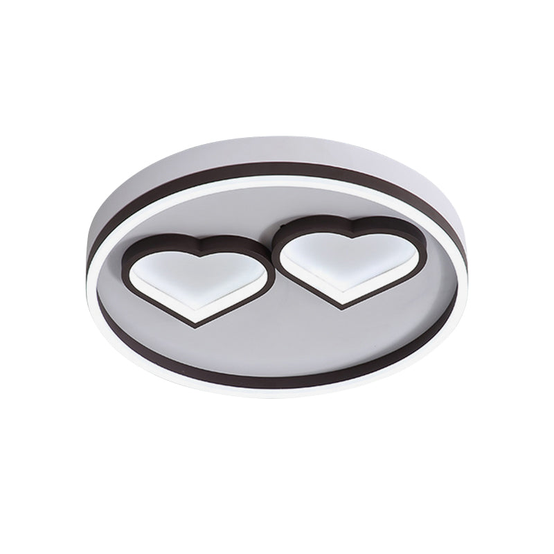 Contemporary Heart Shape Ceiling Mount Acrylic Led Bedroom Flushmount Light in Warm / White Light, Coffee