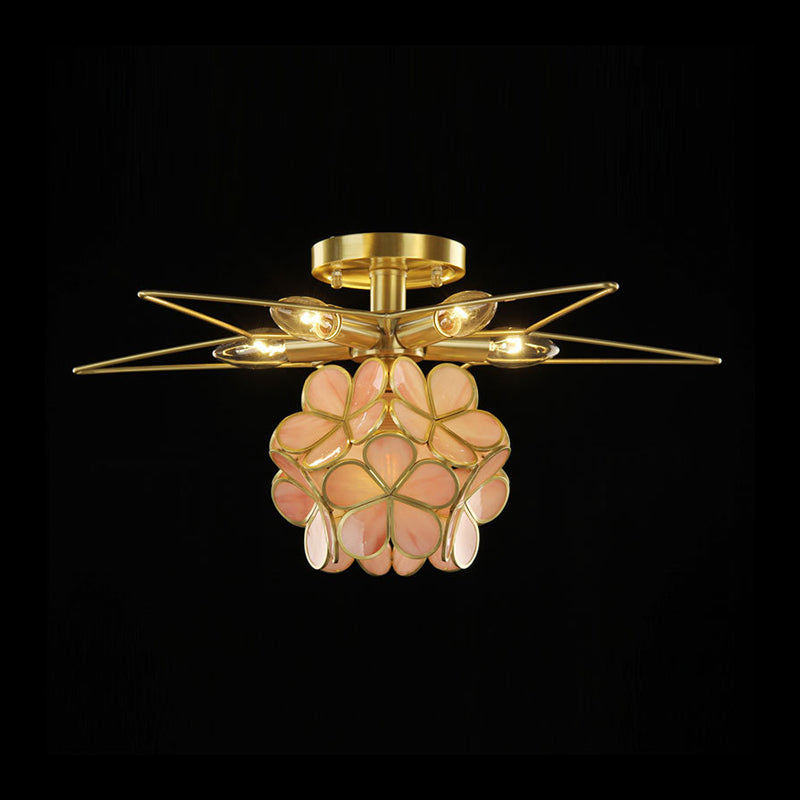 Star Metal Close to Ceiling Light Contemporary 1 Light Pink/White/Blue Semi-Flush Mount Lighting