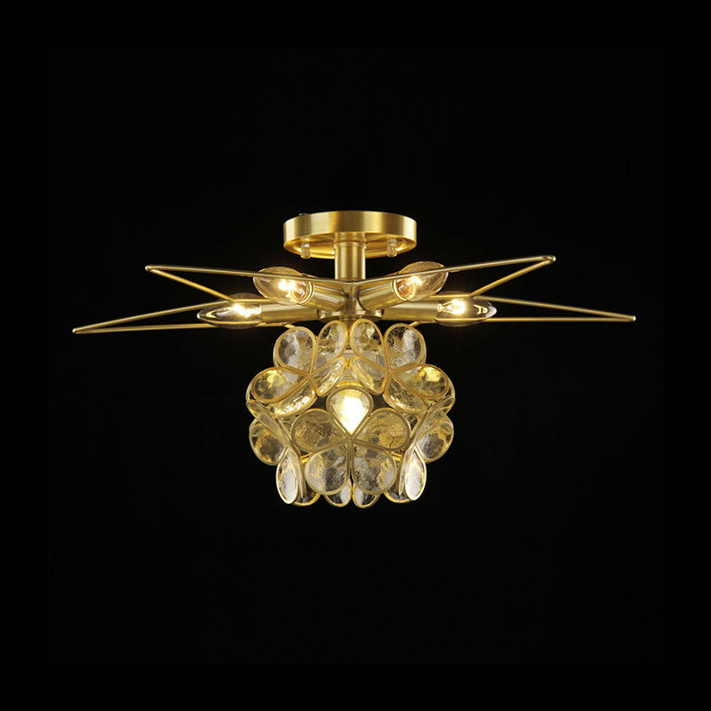 Star Metal Close to Ceiling Light Contemporary 1 Light Pink/White/Blue Semi-Flush Mount Lighting