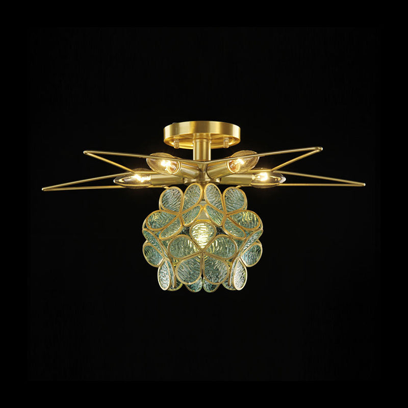 Star Metal Close to Ceiling Light Contemporary 1 Light Pink/White/Blue Semi-Flush Mount Lighting