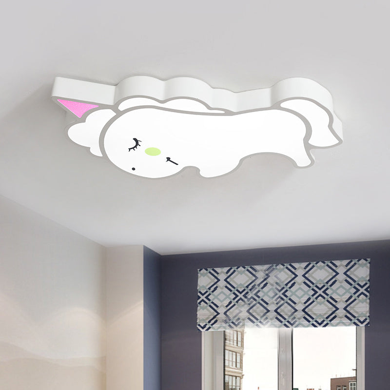 Modern Sun/Unicorn Acrylic Ceiling Lighting Fixture Led Flush Mount Light in White for Bedroom