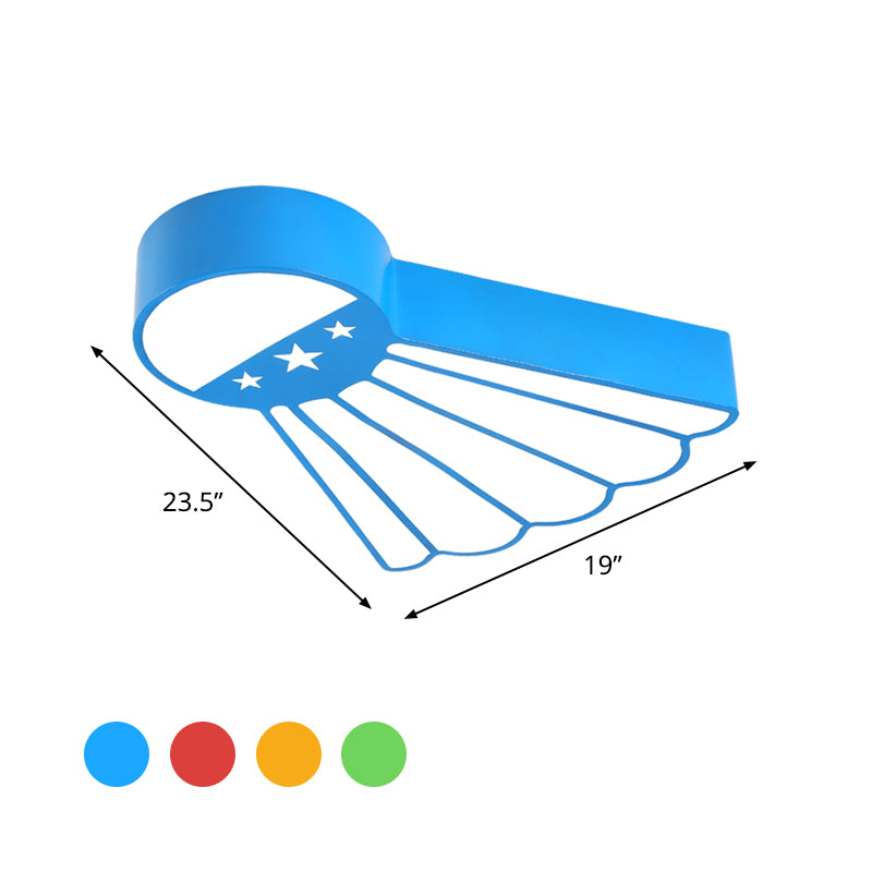 Badminton Kindergarten Massimale Montato Leggero Acrilico Led Kids Flush Light in Blu / Verde / Rosso