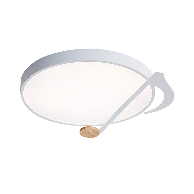Modern Drum Close to Ceiling Lamp Acrylic Led Bedroom Flush Light Fixture in White/Gray/Green with Music Note Pattern