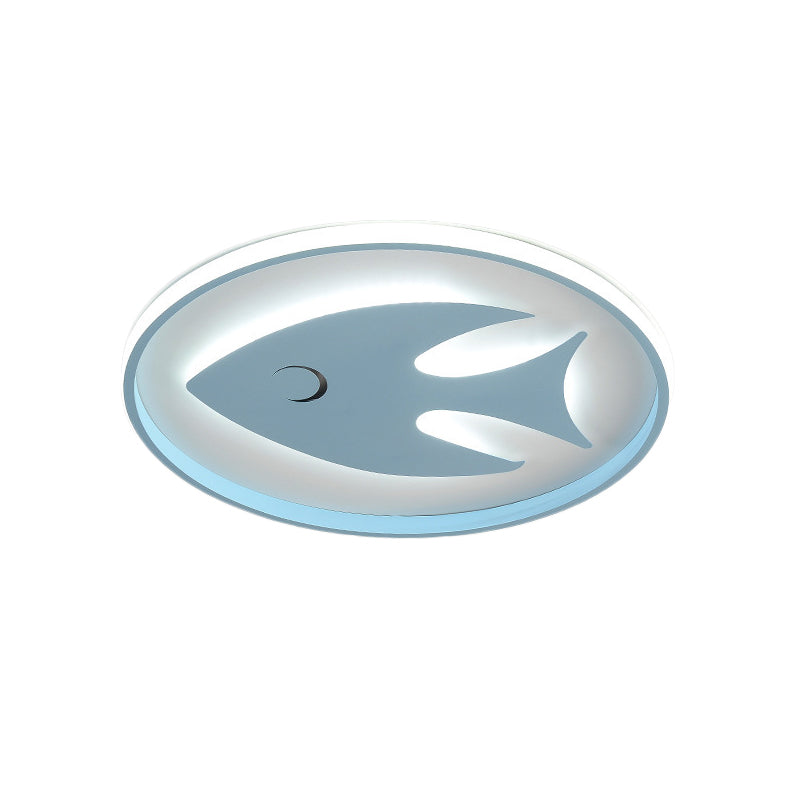 Acrylic Fish/Giraffe Ceiling Flush Light Cartoon Pink/Blue Integrated LED Flushmount Lamp for Nursery