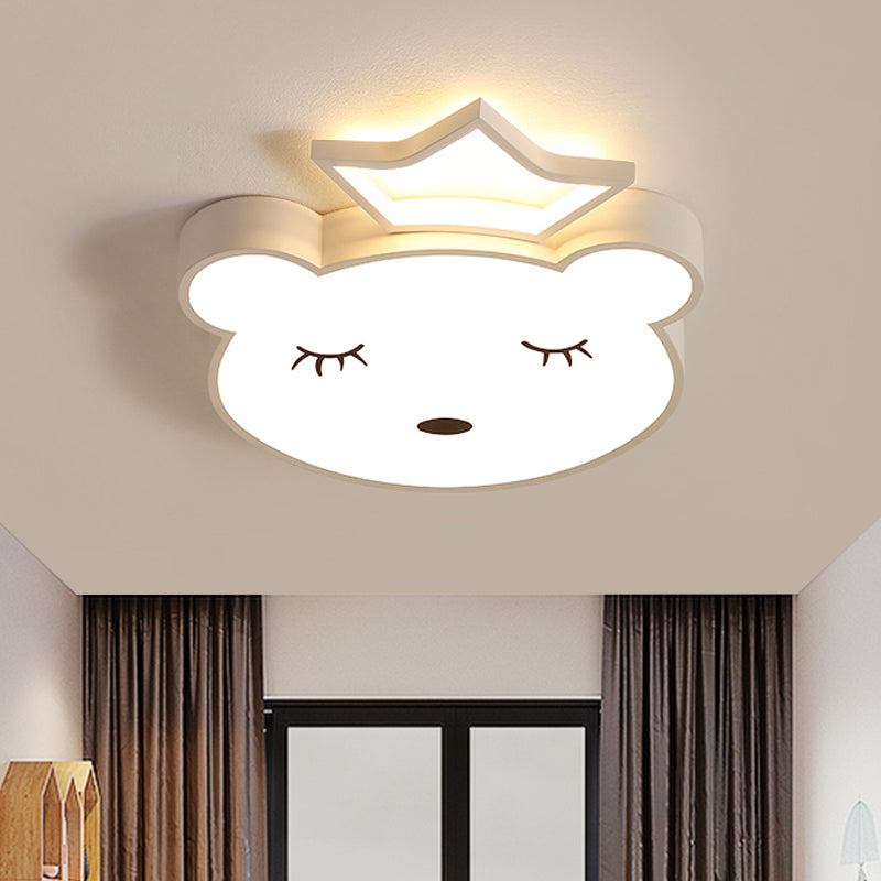 Sleeping Bear Prince Plafonnier en acrylique à LED rose/blanc avec lumière chaude/blanche