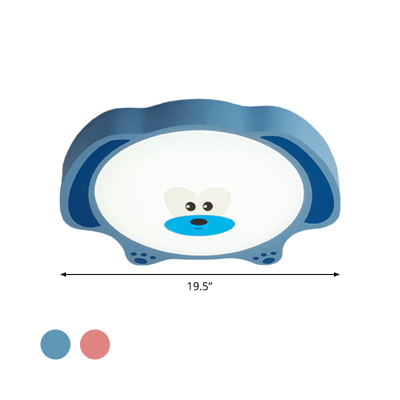 Cartoon Bear Acrylic Ceiling Fixture LED Flush Mount Recessed Lighting in Blue/Pink for Kids Room