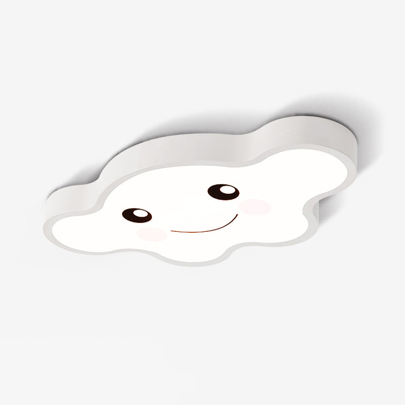 Kids Bedroom LED Ceiling Light Cartoon White/Pink/Blue Flush Mount Fixture with Smile/Dog Acrylic Shade