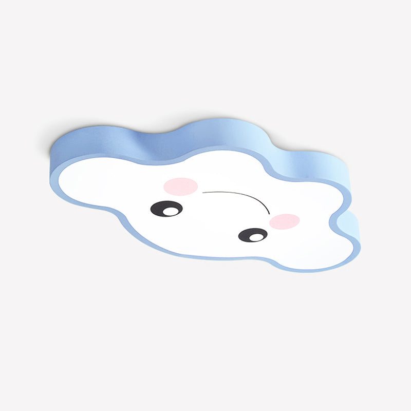 Kids Bedroom LED Ceiling Light Cartoon White/Pink/Blue Flush Mount Fixture with Smile/Dog Acrylic Shade