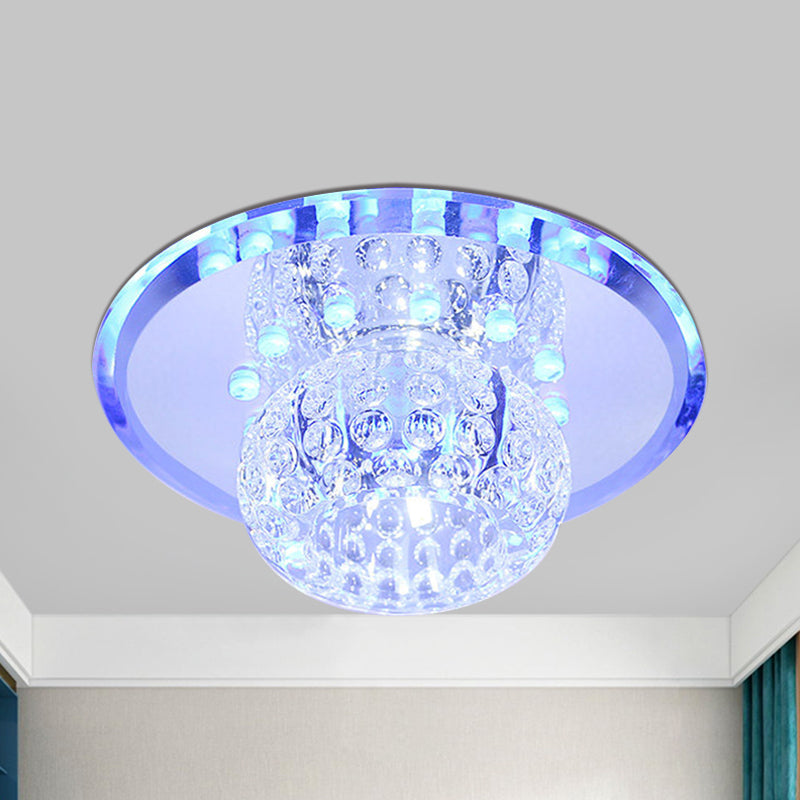 Oval Clear Crystal Orb Ceiling Light Fixture Minimalist LED Corridor Flush Mount Spotlight for Hallway