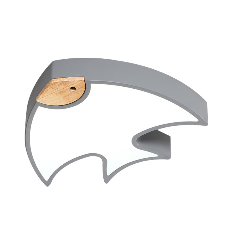 Fish-Shape Flush Lighting Nordic Acrylic White/Grey/Pink LED Flush Mounted Lamp Fixture for Bedroom