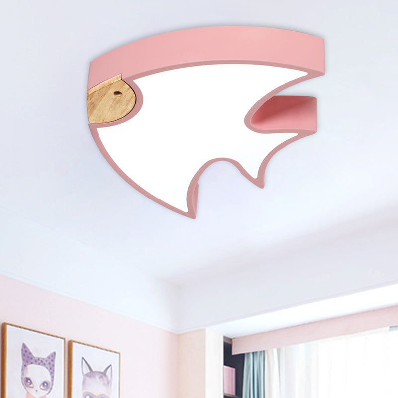 Fish-Shape Flush Lighting Nordic Acrylic White/Grey/Pink LED Flush Mounted Lamp Fixture for Bedroom