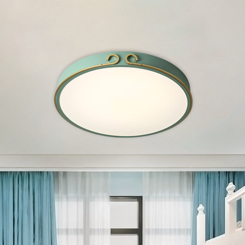 Acrylique Flushmount Macaron DEL Flush Mount Fixture in White / Grey / Green with Headband Deco