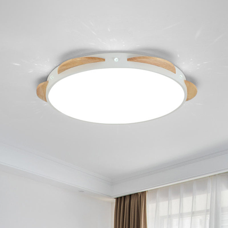 Macaron Flower Flushmount Acrylic LED Bedroom Flush Ceiling Light Fixture in White/Green/Blue and Wood