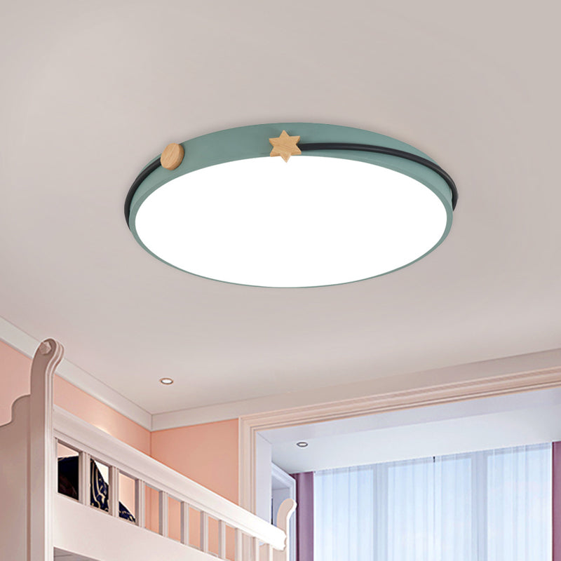 Acrylic Round Ceiling Flush Nordic LED Flush Lamp in White/Green/Blue with Headband Deco for Living Room