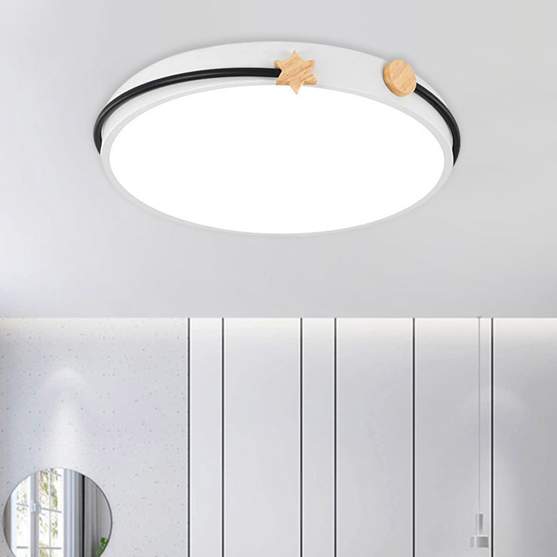 Acrylic Round Ceiling Flush Nordic LED Flush Lamp in White/Green/Blue with Headband Deco for Living Room