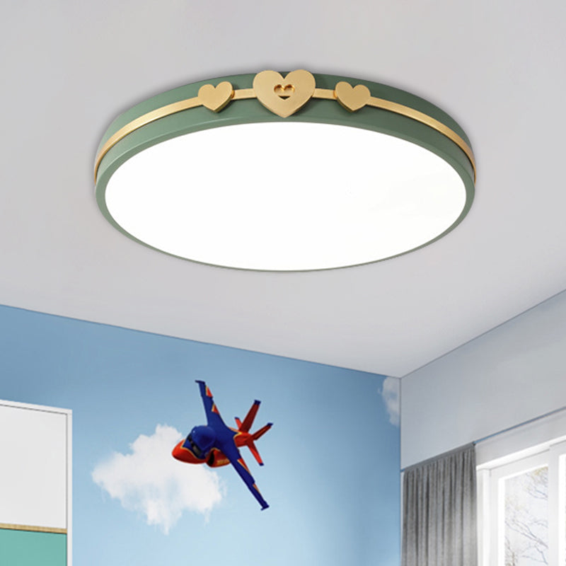 Noordse cirkelvormige spoellamp Acryl LED Slaapkamer Spoelverlichting in wit/zwart/grijs met goud liefdevolle hart deco