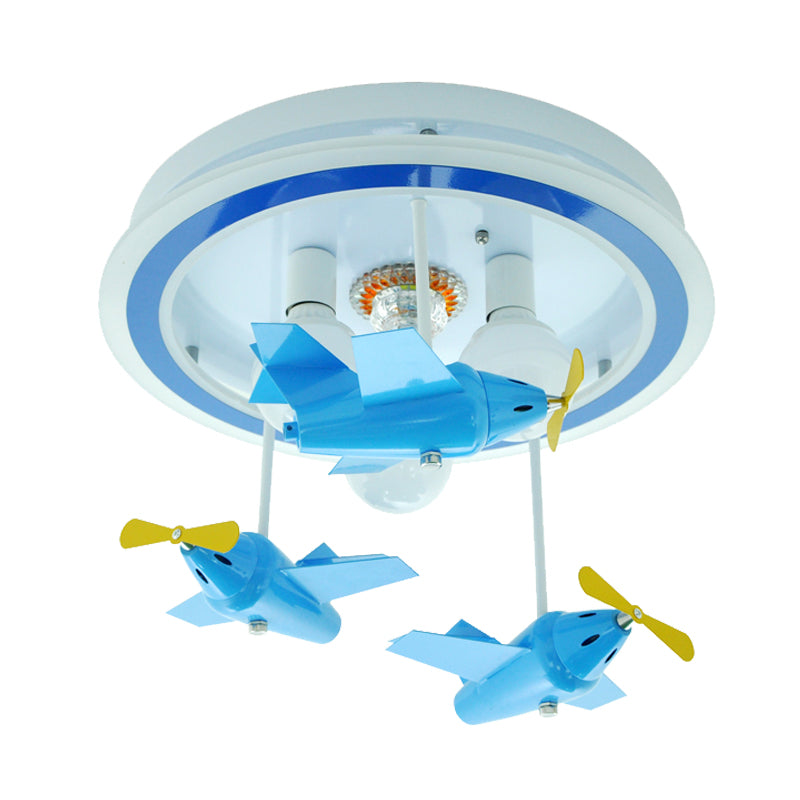 Acrylique Aéronef Semi-Flush Éclairage Dessin 3 Chefs Bleu Fin DEL Fixation Montée Fixation