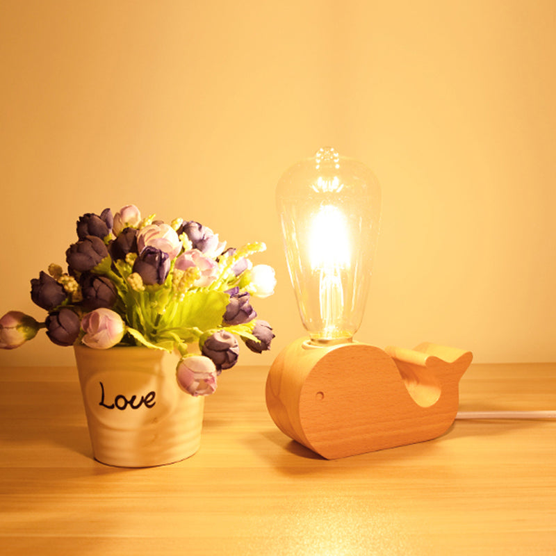 Modern Single Bulb Reading Lamp with Glass Shade Beige Sheep/Elephant/Cow Small Desk Lamp for Bedroom